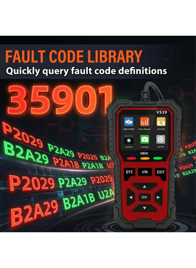 USB Plug & Play OBD2 Scanner, Car Engine Fault Code Reader, Built-in Battery Voltage Detector, I/M Emission Readiness Check Tool with Multi-Language Options - Image 5