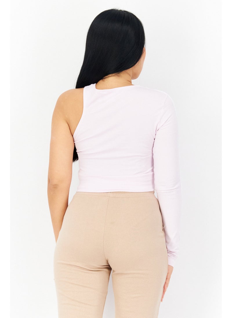 Adidas Women Sportswear Fit One Shoulder Sleeve Outdoor Cropped Top, Pink  - Image 5