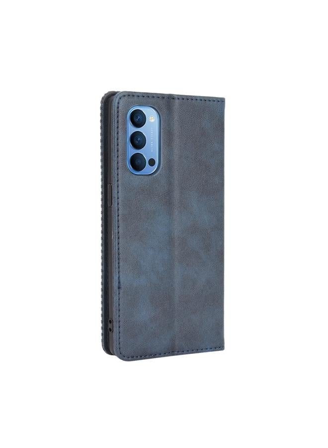 erorex Case For OPPO Reno4 4G Magnetic Buckle Retro Crazy Horse Texture Horizontal Flip Leather Case , with Holder & Card Slots & Photo Frame - Image 3