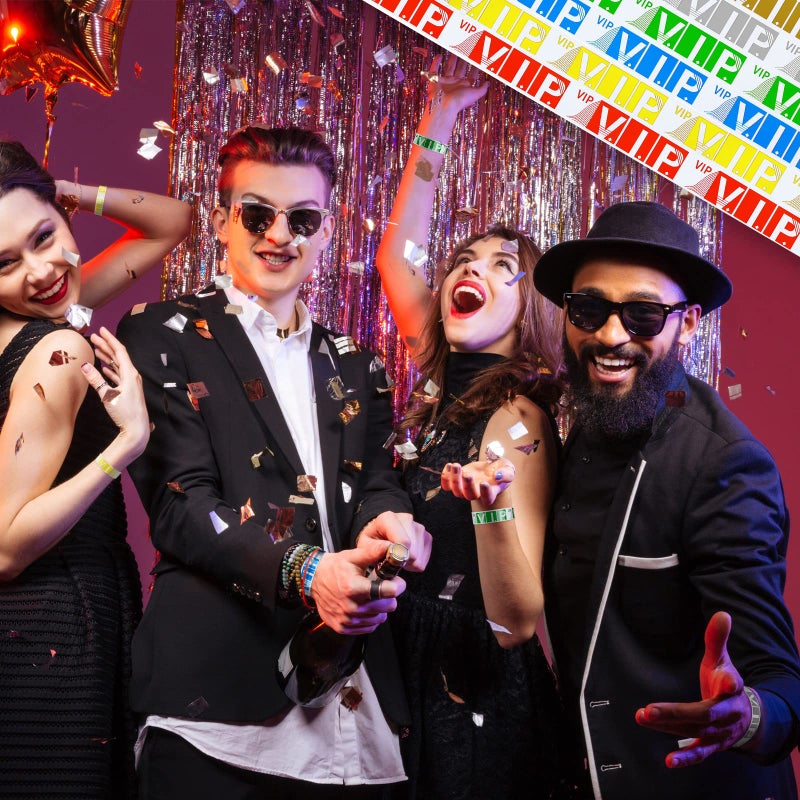 Epakh 600 حزمة أساور معصم VIP للفعاليات مقاومة للماء وخفيفة الوزن أساور VIP ملونة نيون متنوعة أساور ورقية للحفلات، 0.79 بوصة (ألوان مختلطة) - Image 4