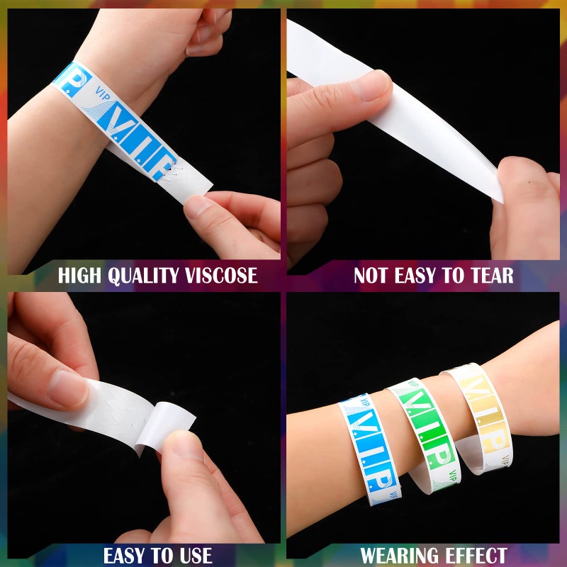 Epakh 600 حزمة أساور معصم VIP للفعاليات مقاومة للماء وخفيفة الوزن أساور VIP ملونة نيون متنوعة أساور ورقية للحفلات، 0.79 بوصة (ألوان مختلطة) - Image 3