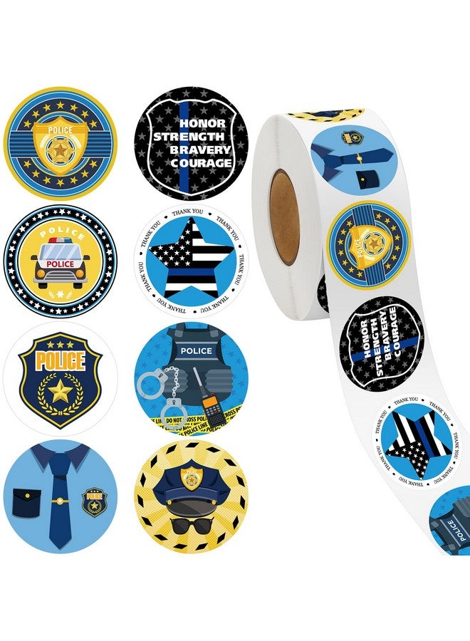Geyee 1000 Pcs Police Stickers For Kids Police Badge Stickers Assorted Police Stickers Roll Adhesive Police Name Tag Sticker Car Decals For Kids School Education Birthday Party Community Events 8 Styles - Image 1