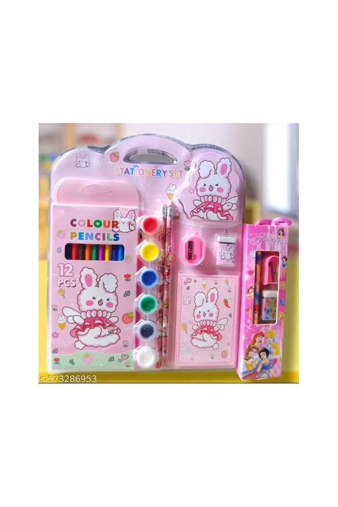 Green Tiger School Stationery Set 12 Colored Pencils Erasers and Sharpeners Pencils and Color Pencils