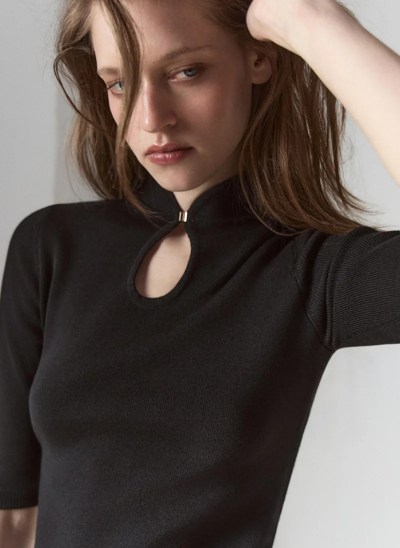 Lichi  Jersey top with a teardrop neckline and cropped sleeves for Women | Best Price UAE