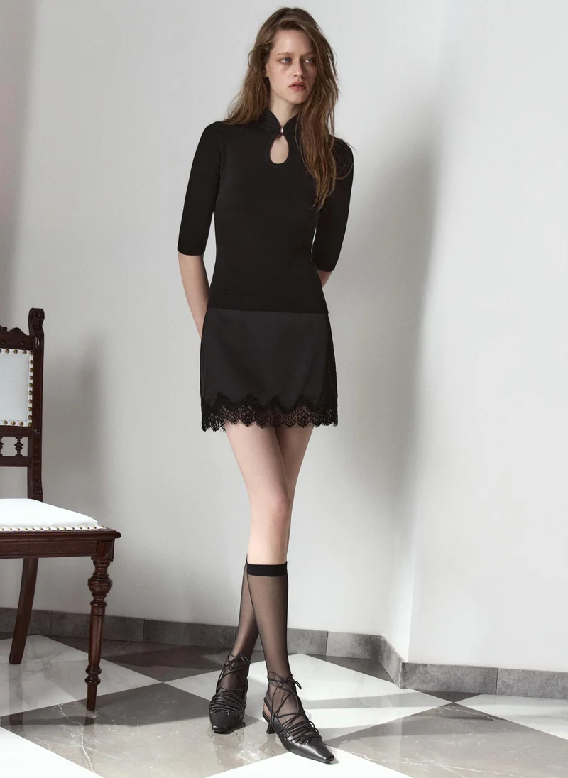 Lichi  Jersey top with a teardrop neckline and cropped sleeves for Women | Best Price UAE