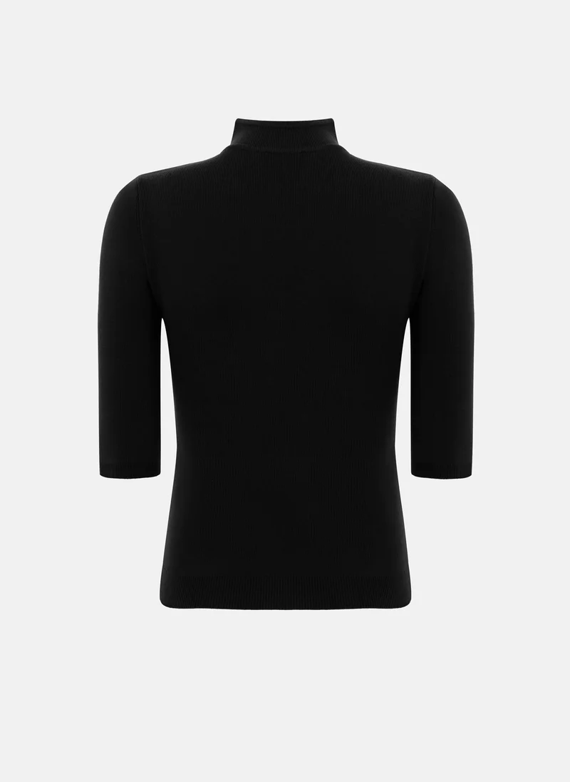 Lichi  Jersey top with a teardrop neckline and cropped sleeves for Women | Best Price UAE