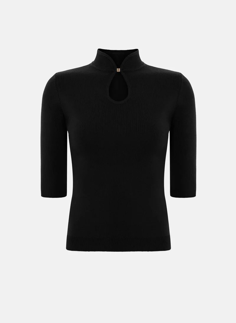 Lichi  Jersey top with a teardrop neckline and cropped sleeves for Women | Best Price UAE