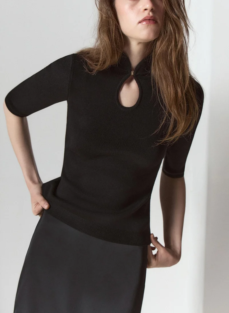 Lichi  Jersey top with a teardrop neckline and cropped sleeves for Women | Best Price UAE