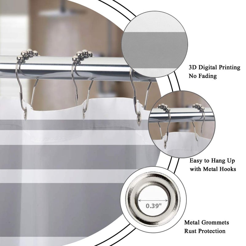 ريديكور Riyidecor Clawfoot Tub Stare Wide Wide Deart لديكور الحمام 180Wx70H Sage Green Floral Wildlower Wrap في جميع أنحاء الدائرية الدائرية فن النسيج المطبوع مقاومًا للماء 32 سنانير معدنية - Image 4