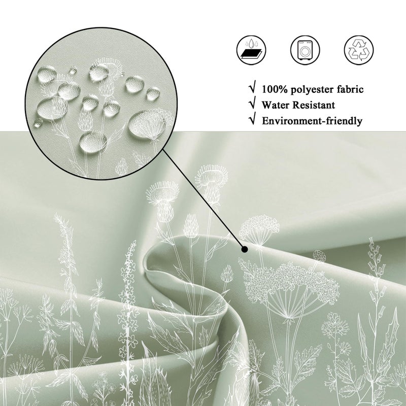 ريديكور Riyidecor Clawfoot Tub Stare Wide Wide Deart لديكور الحمام 180Wx70H Sage Green Floral Wildlower Wrap في جميع أنحاء الدائرية الدائرية فن النسيج المطبوع مقاومًا للماء 32 سنانير معدنية - Image 5