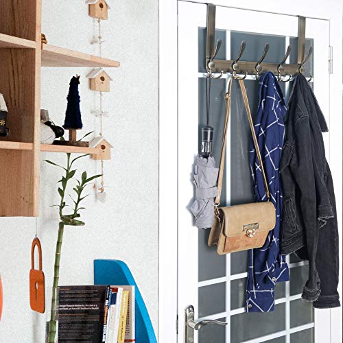 WEBI Over The Door Hooks Door Hanger with 5 Tri Hooks for Hanging, Over The Door Towel Rack Coat Hanger Coat Rack for Behind Back of Bathroom,Bronze - Image 3