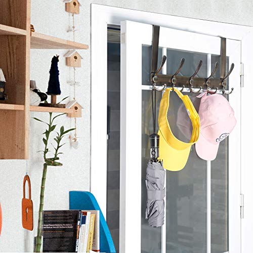 WEBI Over The Door Hooks Door Hanger with 5 Tri Hooks for Hanging, Over The Door Towel Rack Coat Hanger Coat Rack for Behind Back of Bathroom,Bronze - Image 5