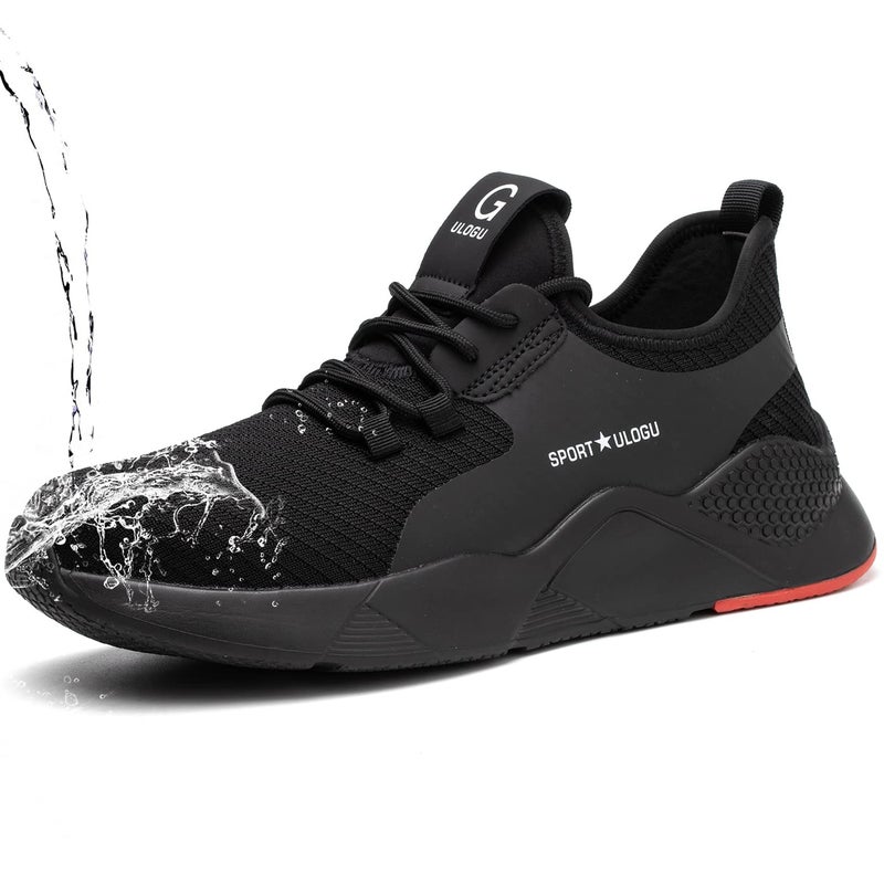 Ulogu Steel Toe Shoes Men Waterproof Lightweight Work Sneakers Safety Athletic Alloy Roofing Construction Composite Indestructible Warehouse Tennis Zapatos de Trabajo para Hombres seguridad Acero Black - Image 1