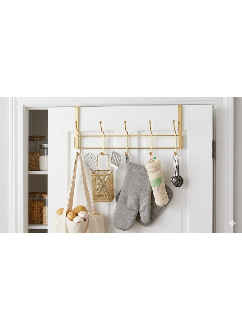 Premium Over-the-Door 5-Hook Metal Organizer Rack (Gold) - Heavy Duty Hanger for Clothes, Towels & Bags - Image 5