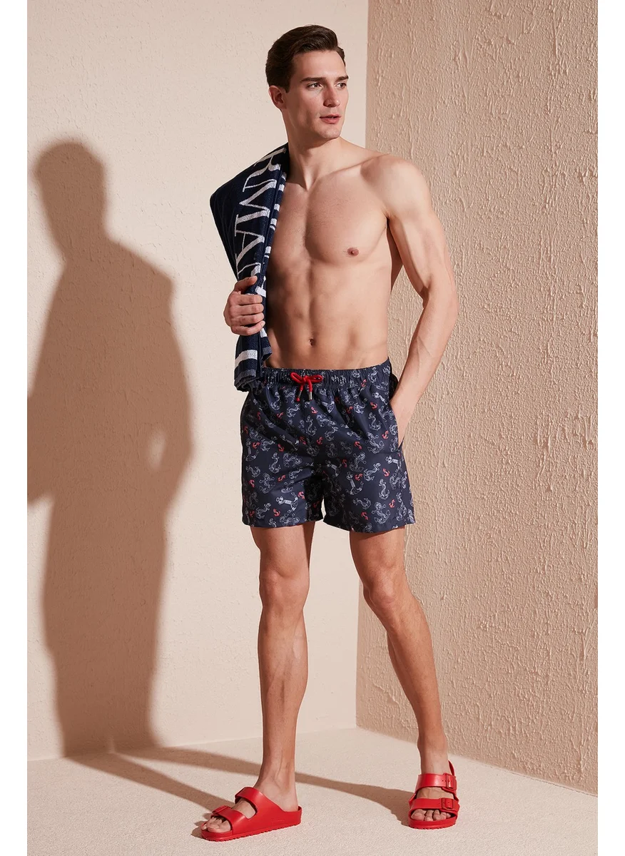 Buratti Patterned Swim Shorts with Waistband Pocket Swimsuit Short Men's Swimsuit Short 380M477