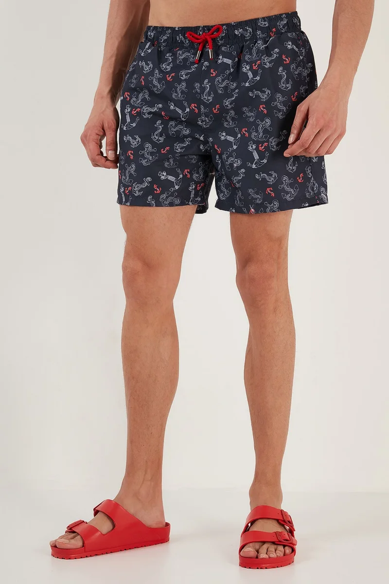 Buratti Patterned Swim Shorts with Waistband Pocket Swimsuit Short Men's Swimsuit Short 380M477