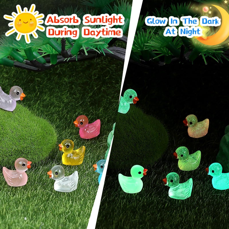 JIUZHU 225PCS Mini Ducks Glow in The Dark Ducks Mini Resin Ducks Luminous Tiny Ducks to Hide and Seek Pranks Micro Garden Landscape Aquarium DIY Decoration Craft (15 Colors) - Image 4