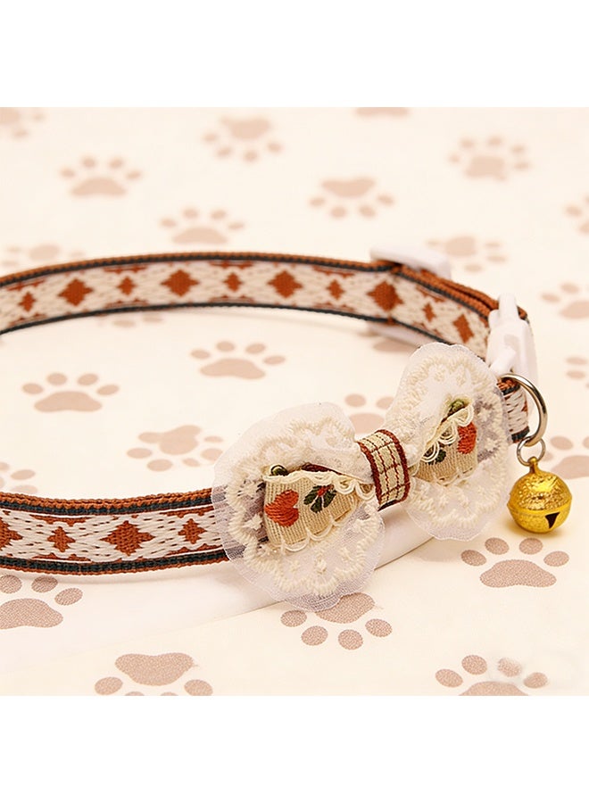 Cute Cat Collar with Lace Bow Bell Pendant Adjustable size Anti-choking Suitable for cats and other small pets - Image 2