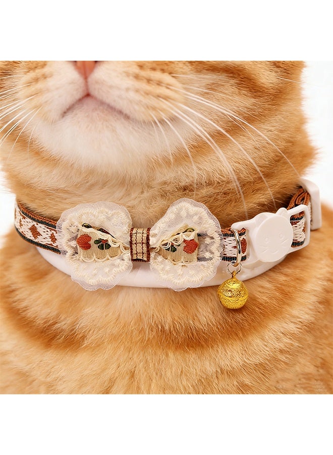Cute Cat Collar with Lace Bow Bell Pendant Adjustable size Anti-choking Suitable for cats and other small pets - Image 4
