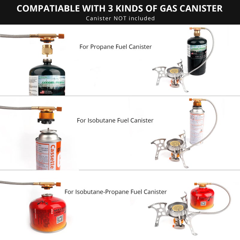 RIDEIWAKE Camping Stove with Fuel Canister Adapter Portable Collapsible Gas Stove with Piezo Ignition-3900W-Lightweight-Windproof-Butane Adapter Camping and Backpacking Mini Stove Kit for Hiking - Image 4