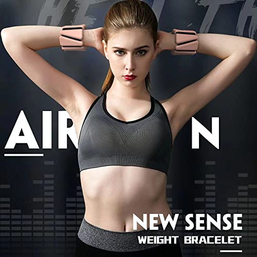 XFYT Adjustable Wrist Weights & Ankle Weights | Pair of 2 bracelets x 1 lbs each (1kgs total) | Soft silicone for comfortable movements for yoga, pilates,workouts (Pink) - Image 2