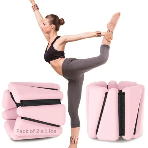 XFYT Adjustable Wrist Weights & Ankle Weights | Pair of 2 bracelets x 1 lbs each (1kgs total) | Soft silicone for comfortable movements for yoga, pilates,workouts (Pink) - Image 1