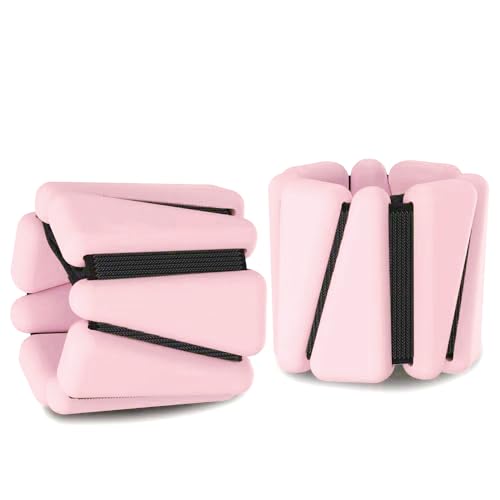 XFYT Adjustable Wrist Weights & Ankle Weights | Pair of 2 bracelets x 1 lbs each (1kgs total) | Soft silicone for comfortable movements for yoga, pilates,workouts (Pink) - Image 3