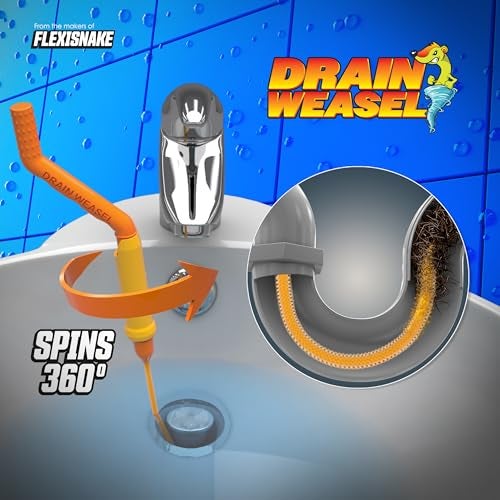 FlexiSnake Drain Weasel MAX Drain Hair Clog Remover Tool with Rotating Handle and 2 Wand Refills, Made in the USA, 20 inch - Image 2
