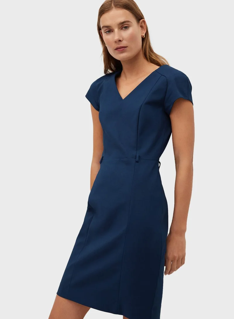 MANGO Seam Detail V-Neck Dress