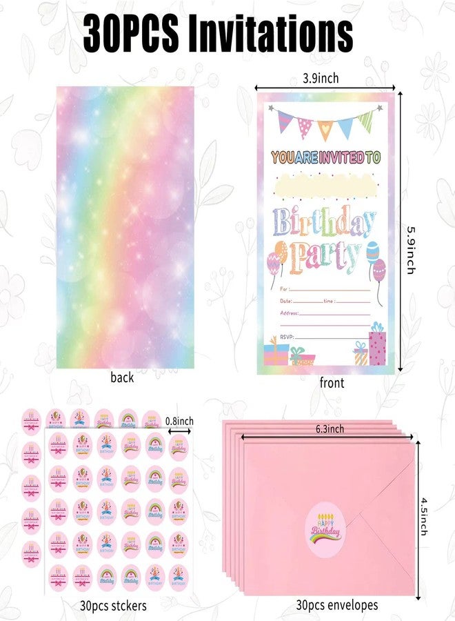 Idealmuzik 30 Pack Cute Birthday Party Invitations for Girls with Envelopes and Stickers, Party Decorations Supplies for Baby Shower and Birthday Party - Image 2