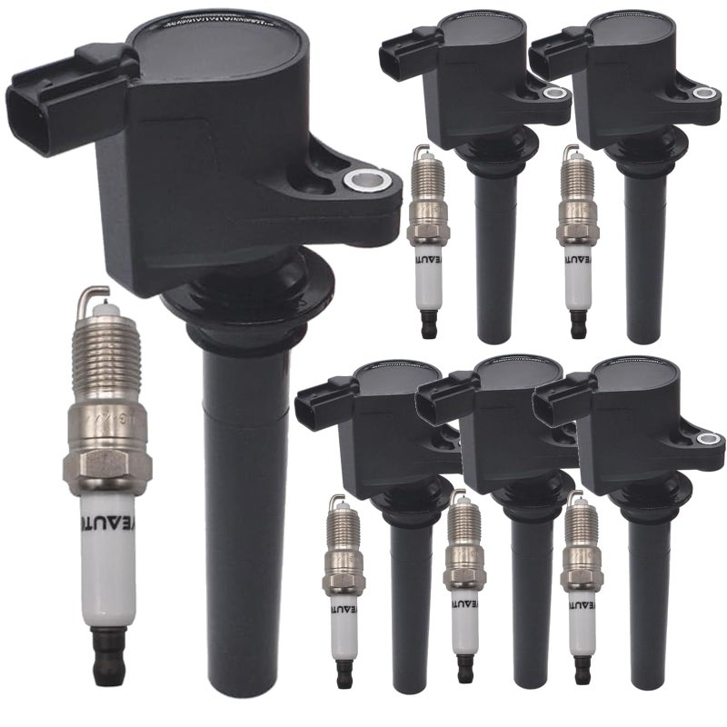 FD502 Ignition Coil Pack 1L8Z12029AA and Iridium Spark Plugs Set Of 6 Fit For Ford TaurusEscapeFive HundredFreestyle 20002012Mazda Tribute 20012006 20082011Mercury SableMontego 20042007 30L