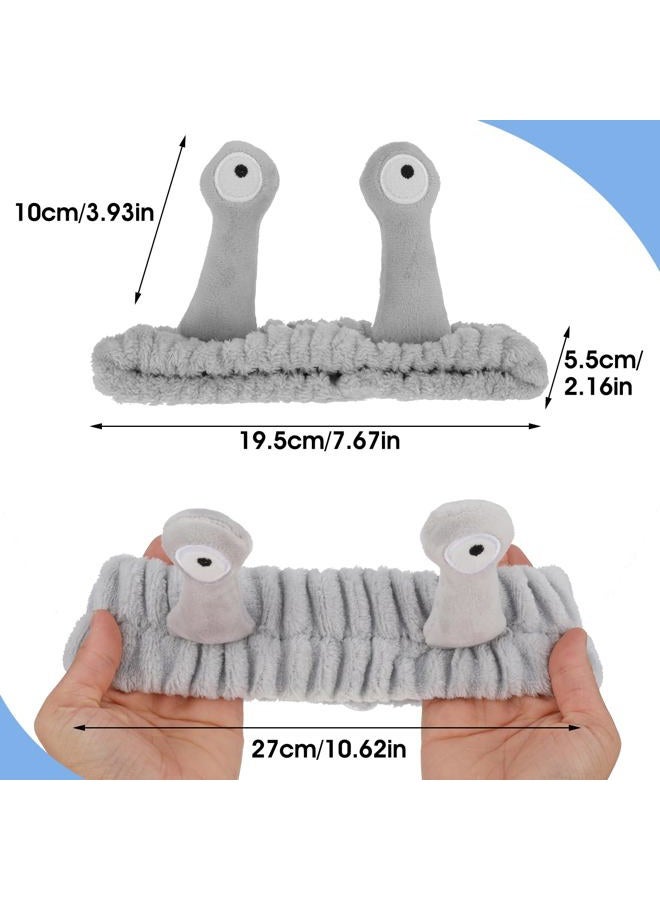 Molain Snail Headband for Face Washing, Spa Makeup, Sports - Cute Coral Fleece Elastic Headband with Creative Hair Accessories - Image 2