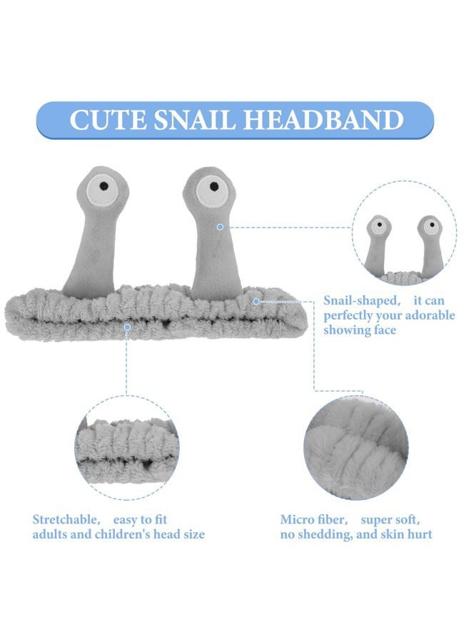 Molain Snail Headband for Face Washing, Spa Makeup, Sports - Cute Coral Fleece Elastic Headband with Creative Hair Accessories - Image 3