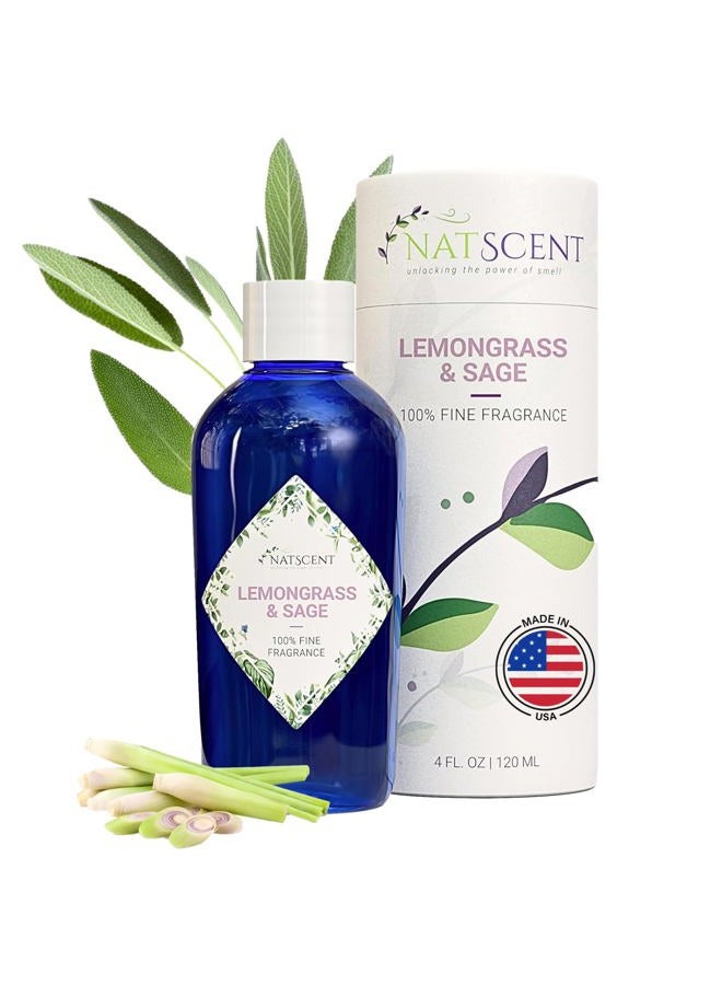 Natscent Lemongrass & Sage Essential Oils for Diffusers for Home, Nature-derived Essential Oil, Long-Lasting & Family-Friendly Diffuser Oils Scents, IFRA Certified, Cold Air & Ultrasonic - 16 oz - Image 1