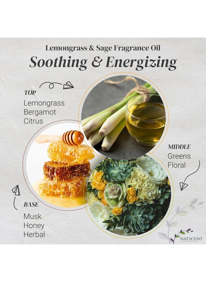 Natscent Lemongrass & Sage Essential Oils for Diffusers for Home, Nature-derived Essential Oil, Long-Lasting & Family-Friendly Diffuser Oils Scents, IFRA Certified, Cold Air & Ultrasonic - 16 oz - Image 3