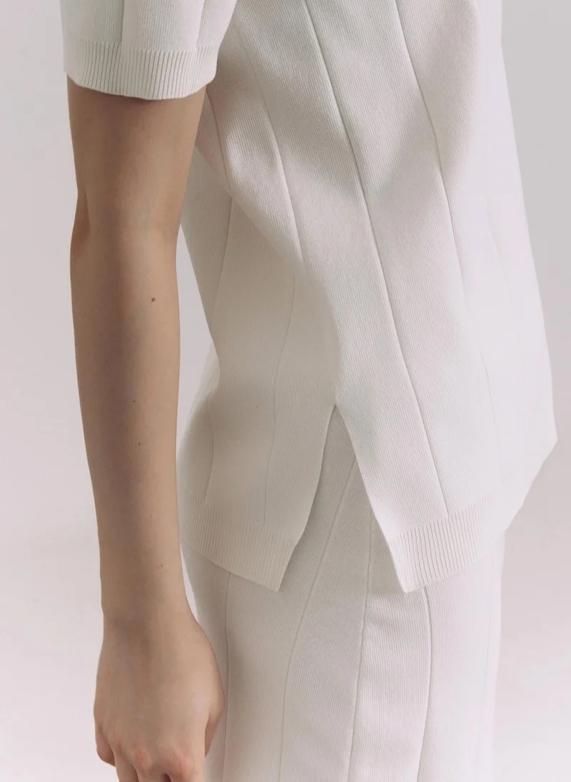 Lichi Textured knit straight polo