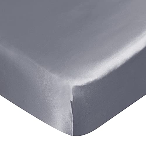 Coldwind Crib Sheets for Boys, Satin Fitted Crib Sheet Soft & Silky Baby Mattress Sheet (52"x28"x8") for Baby Boys and Girls, Great for Baby with Hair and Skin, Grey - Image 1