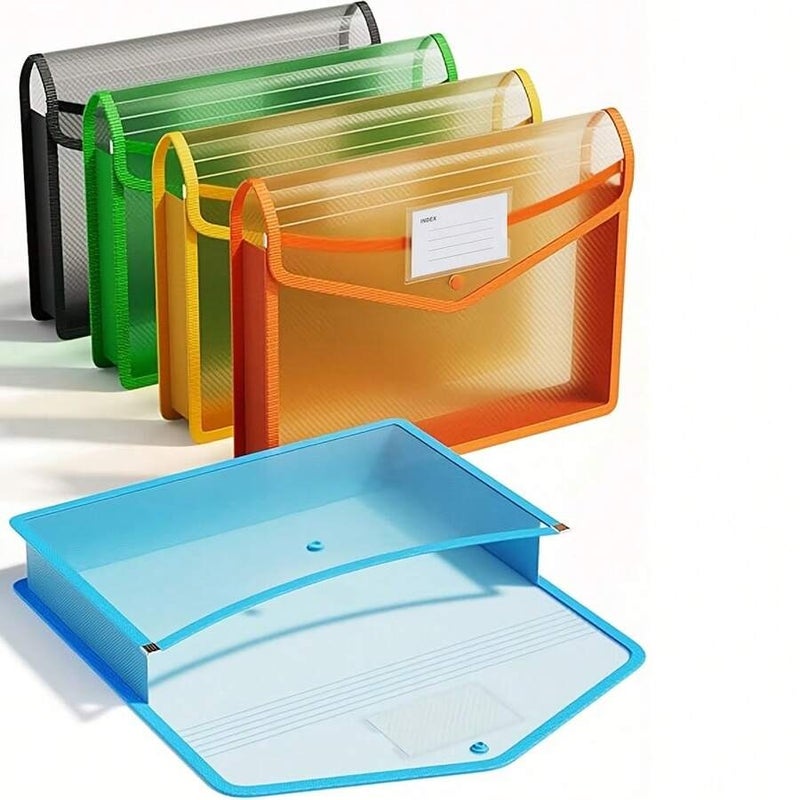 Shein Expandable Plastic File Folder with Snap Closure, Transparent Pocket, Large Capacity, Fits A4/Letter, Multi-Color (Random Color) - Image 1