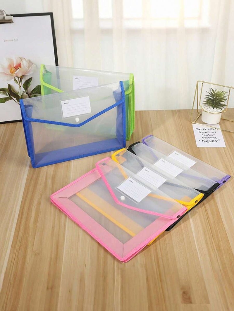 Shein Expandable Plastic File Folder with Snap Closure, Transparent Pocket, Large Capacity, Fits A4/Letter, Multi-Color (Random Color) - Image 3