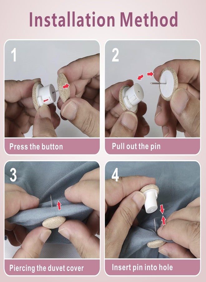 AHAILUOO Duvet Pins & Clips-Double Sided Pin Fasteners - Prevents Comforter from Shifting in Cover,Soft Linen Material Double Sided Pin Fasteners for Quilt,Cushions (6, Light Gray) - Image 4