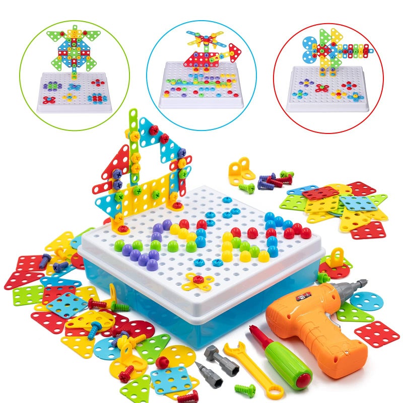 SUPSTEM Creative Toys for Kids 4-8, Mosaic Drill Set with Screwdriver Tool Playset, Electric Drill Toy with Rainbow Fasteners, Premium STEM Building Set for Ages 3+ - Image 4