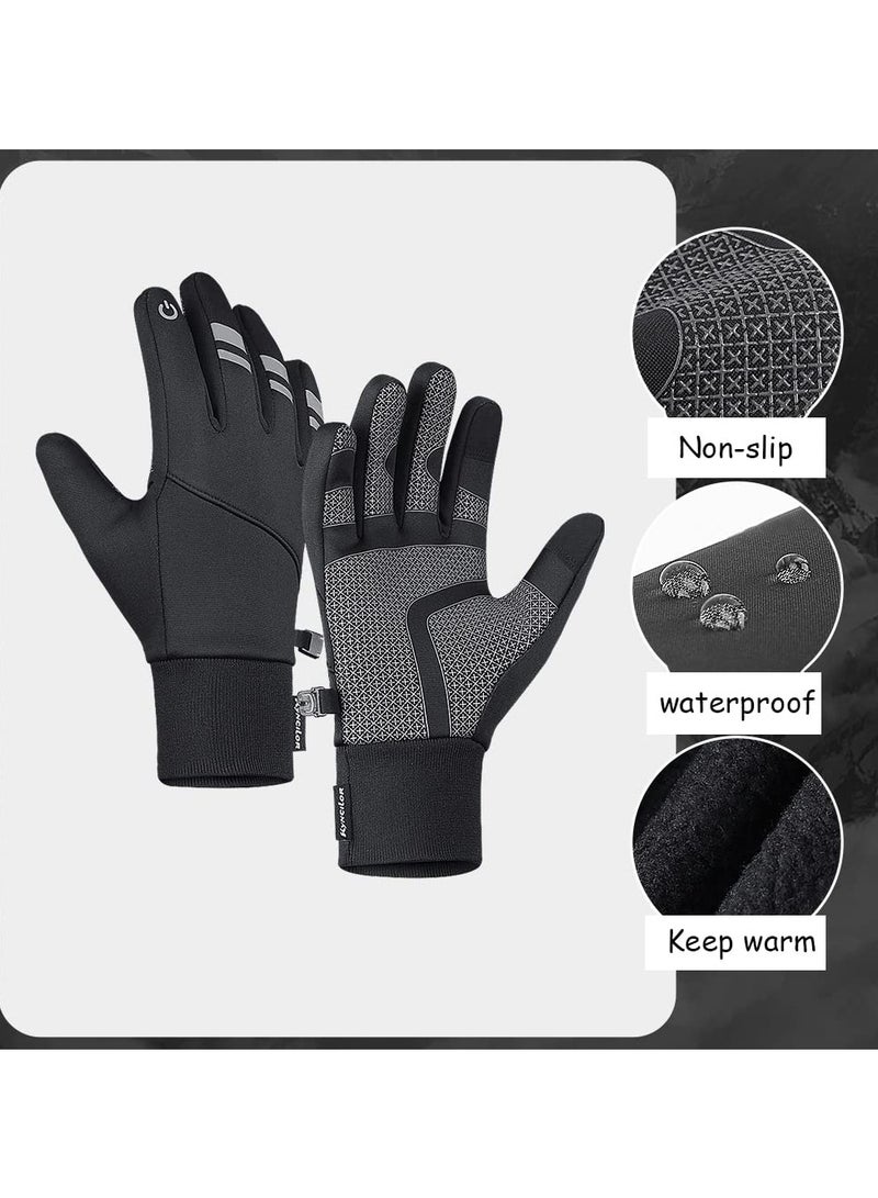 SYOSI Cycling Gloves Bicycling Anti Slip Shock Absorbing Men Women Winter Three Fingers Fleece Windproof Waterproof Warm Outdoors Sport  - Image 4