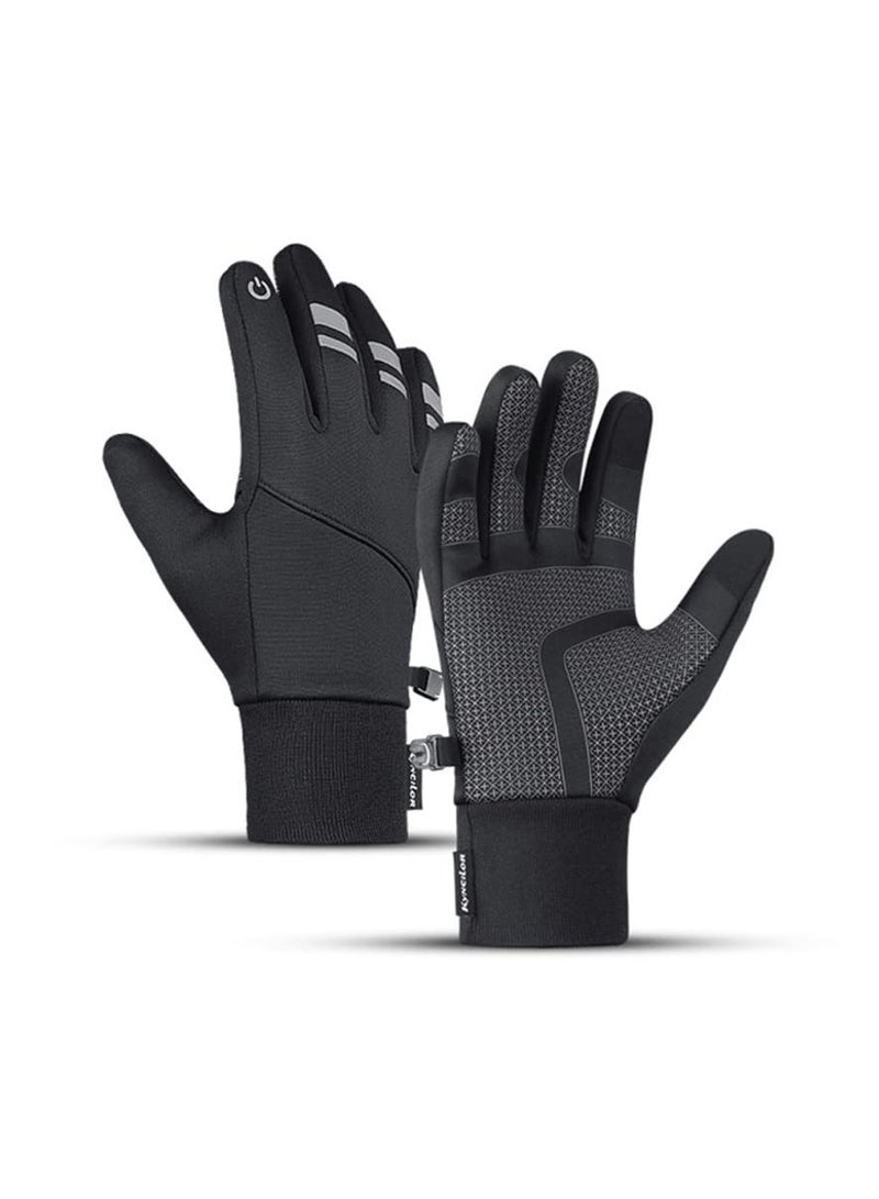 SYOSI Cycling Gloves Bicycling Anti Slip Shock Absorbing Men Women Winter Three Fingers Fleece Windproof Waterproof Warm Outdoors Sport  - Image 1