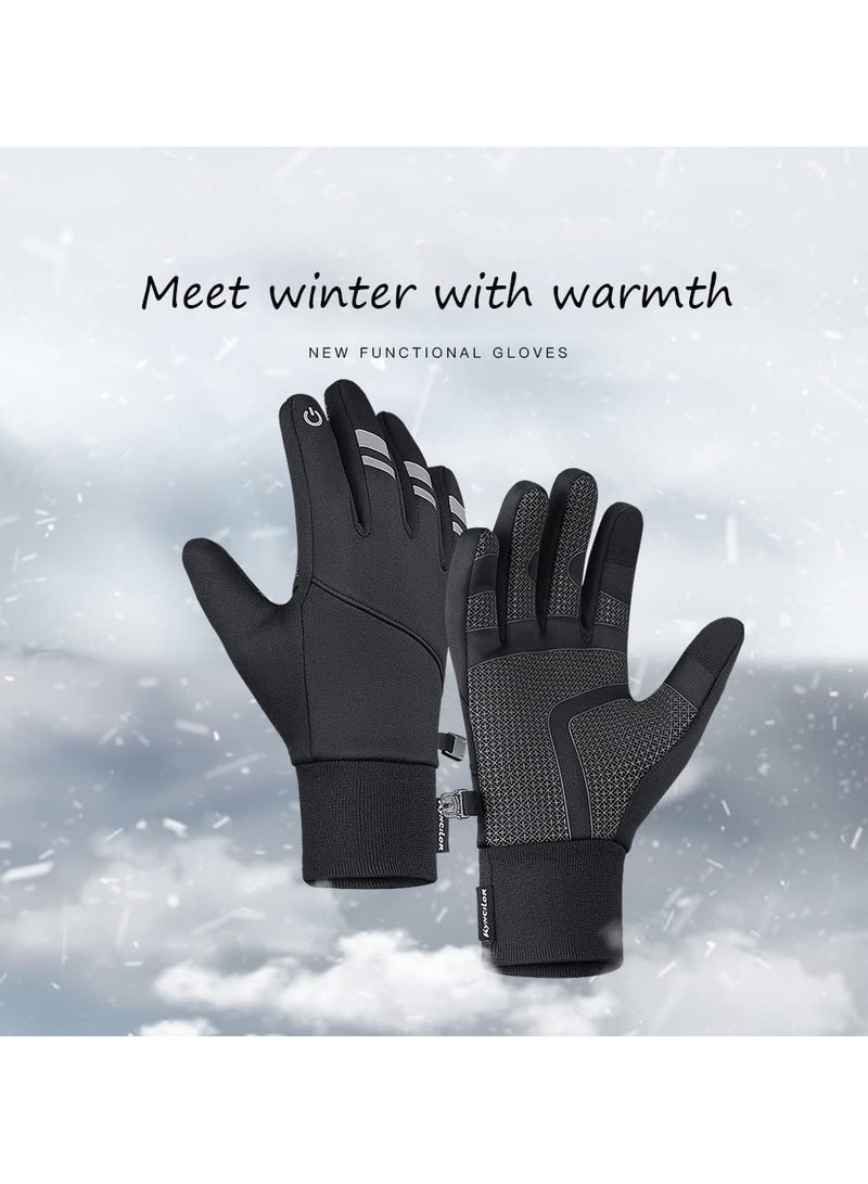 SYOSI Cycling Gloves Bicycling Anti Slip Shock Absorbing Men Women Winter Three Fingers Fleece Windproof Waterproof Warm Outdoors Sport  - Image 5