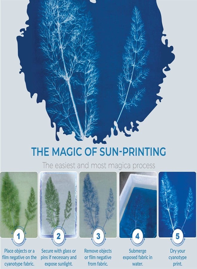 Positive Art Jacquard Cyanotype kit Sensitizer Set of 2 ,Cyanotype Chemicals for Photographic Blueprints on Paper and Fabric & More ,with Positive Art & 3 Foam Sponge Brushes - Image 5