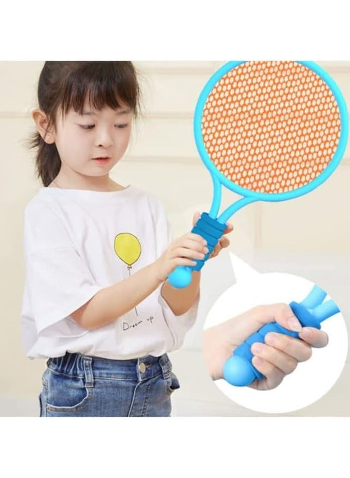مضربان أطفال مع ريشة طائر وكرة تنس - مجموعة استكشاف رياضية ٢ في ١ للأولاد والبنات، لعبة داخلية وخارجية - Image 4