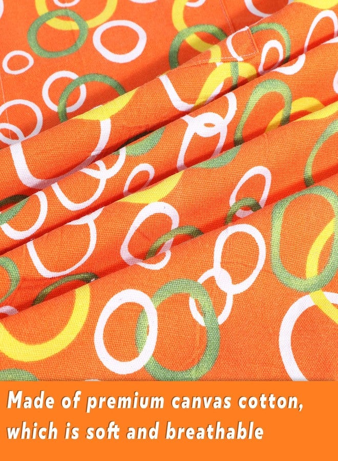 SANFERGE Canvas Plus Size Apron for Women with 2 Pockets, 39 X 38 inch Extra Large XXL Aprons, Vintage Gingham Adjustable Long Bib Chef Apron for Cooking, Kitchen, Barber, BBQ, Waitress, Orange Circle - Image 4