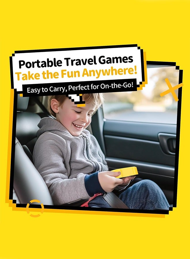 متجر الفرح صندوق ألعاب تيك تاك تو القابل لإعادة الشحن من إكس أو جيم، 4 في 1 ألعاب ذكاء وذاكرة، وحدة تحكم ألعاب ألغاز محمولة صغيرة، لعبة سفر محمولة، هدايا مثالية لجميع الأعمار من 3 سنوات فما فوق، أصفر - Image 5