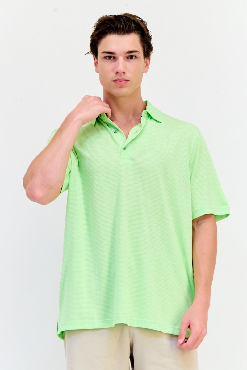 Greg Norman Men Sportswear Fit Short Sleeve Outdoor Polo Shirt, Light Green  - Image 1