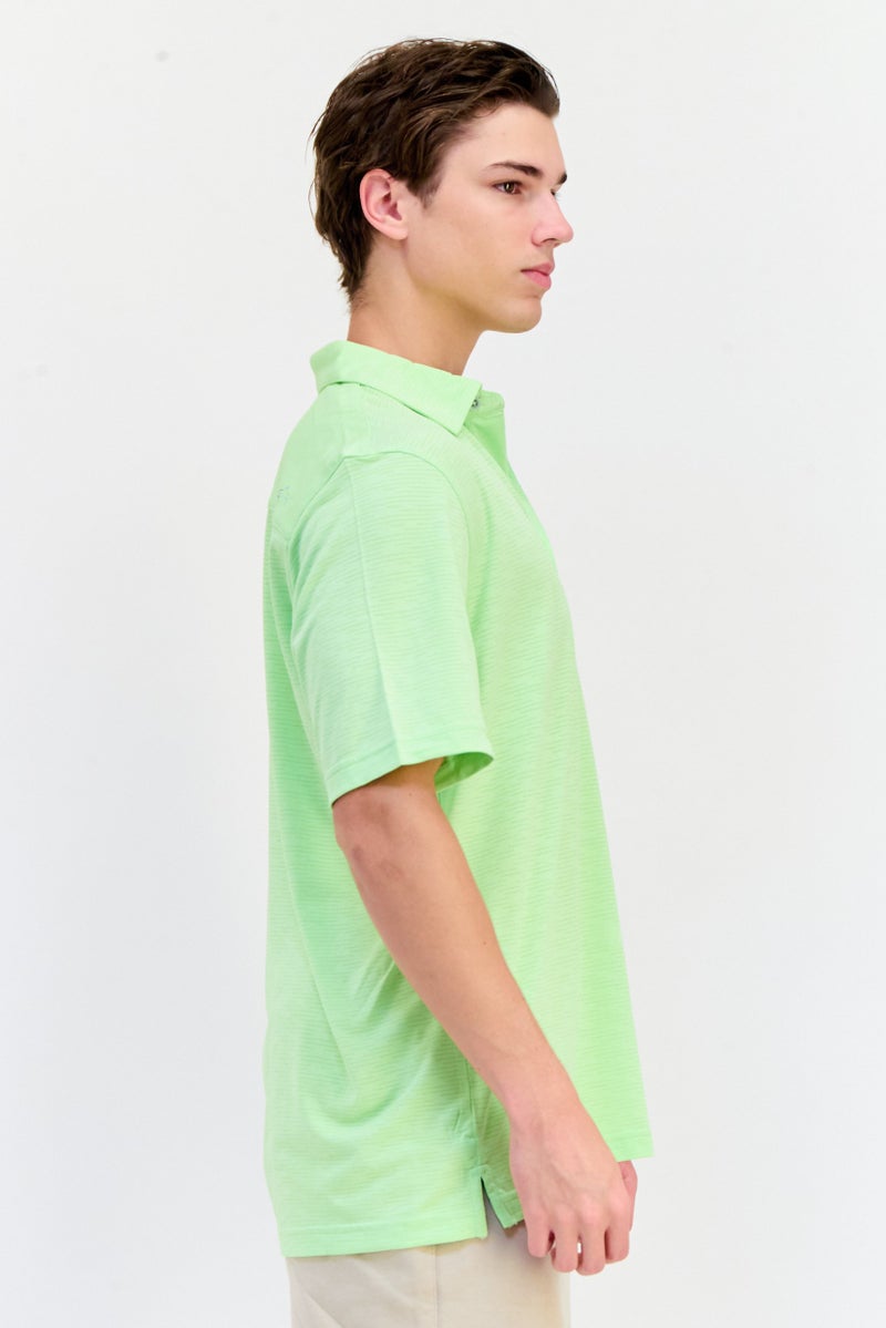Greg Norman Men Sportswear Fit Short Sleeve Outdoor Polo Shirt, Light Green  - Image 2